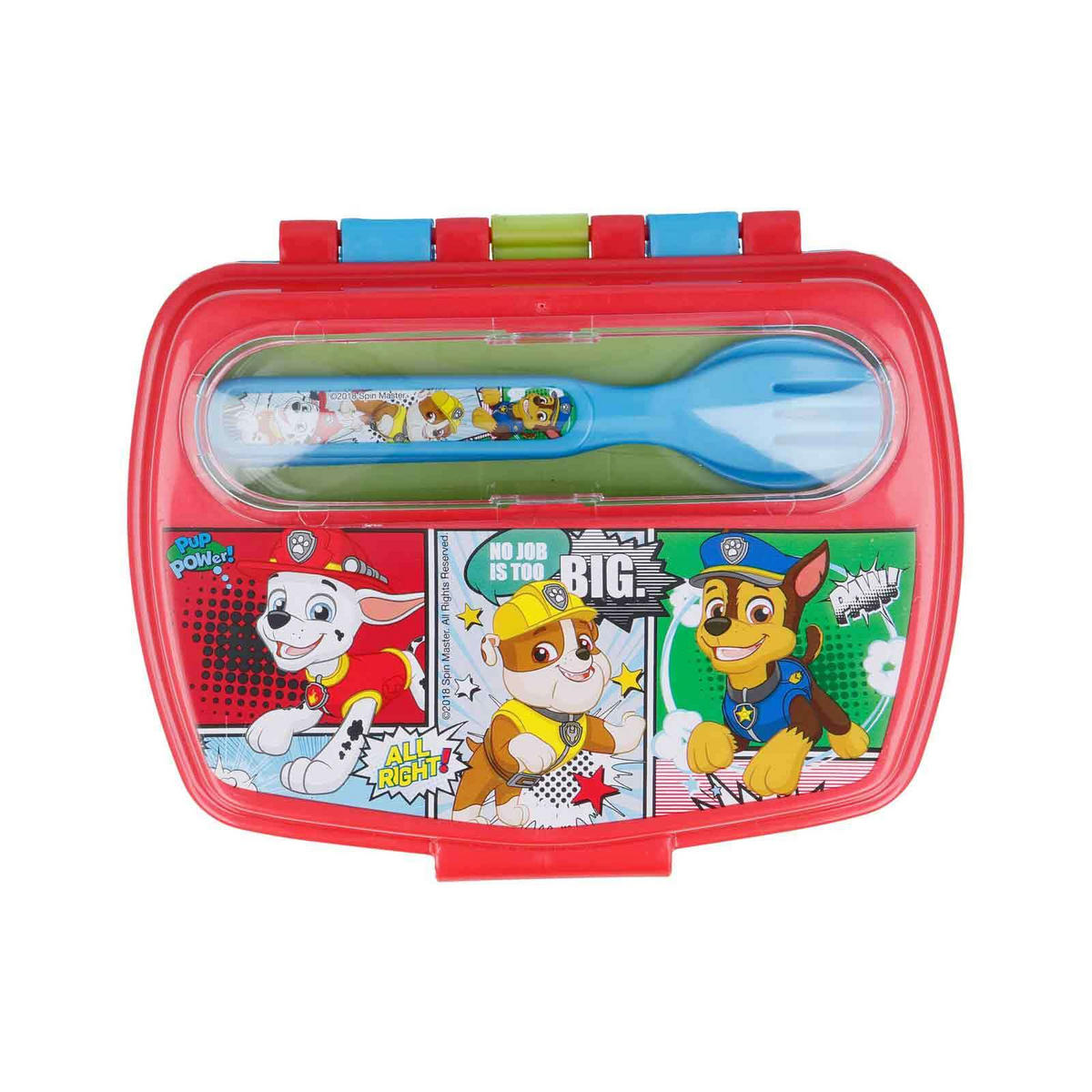 LUNCHBOX MIT GABEL UND LÖFFEL Paw Patrol Comic bunt 17 x 14 cm - Multicolor, Kunststoff (13.6/6.3/17.2cm)