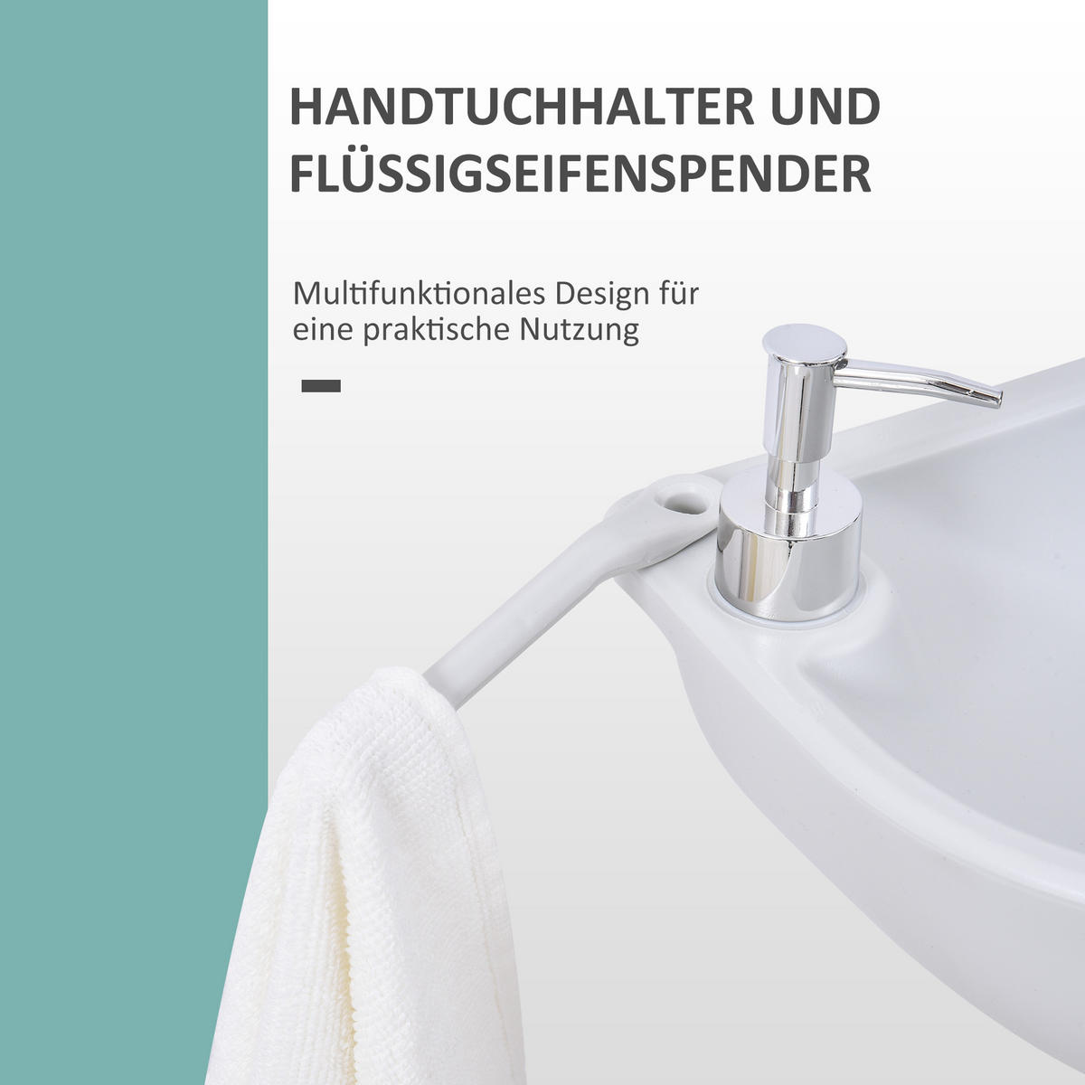 WASCHBECKEN, HDPE, Grau, 51L x 33,5B x 103H cm - Hellgrau, Kunststoff (33.5/103/51cm) - Outsunny