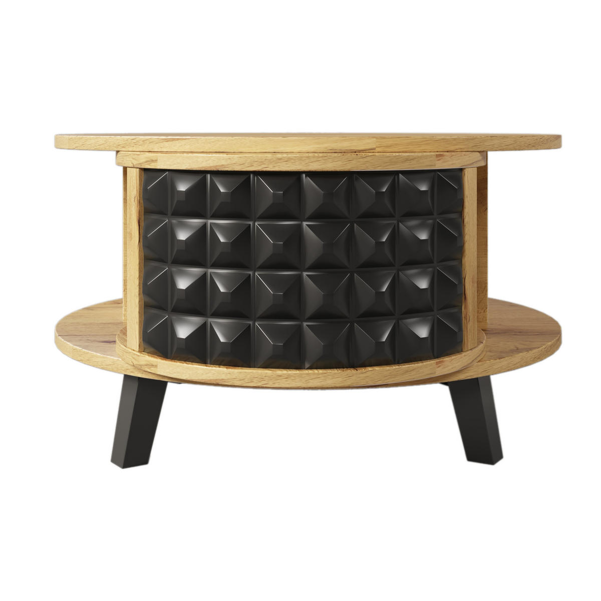 COUCHTISCH aus Spanplatte 85,2x80x45,2 cm Natur mit drehbarem Stauraum und zweistöckiger Tischplatte - Naturfarben, Holzwerkstoff (82.5/80/45.2cm) - Modfu