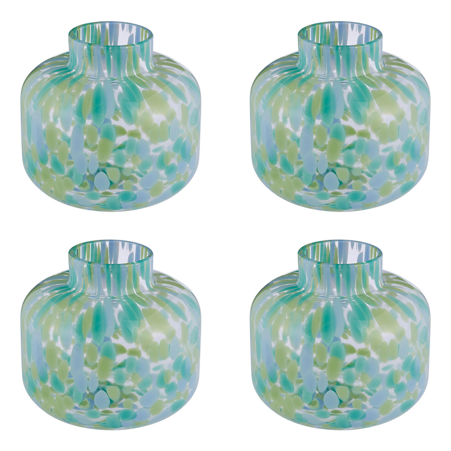 MINI-VASE (4er Set) Confetti - Blau/Grün, Glas (9cm) - Butlers