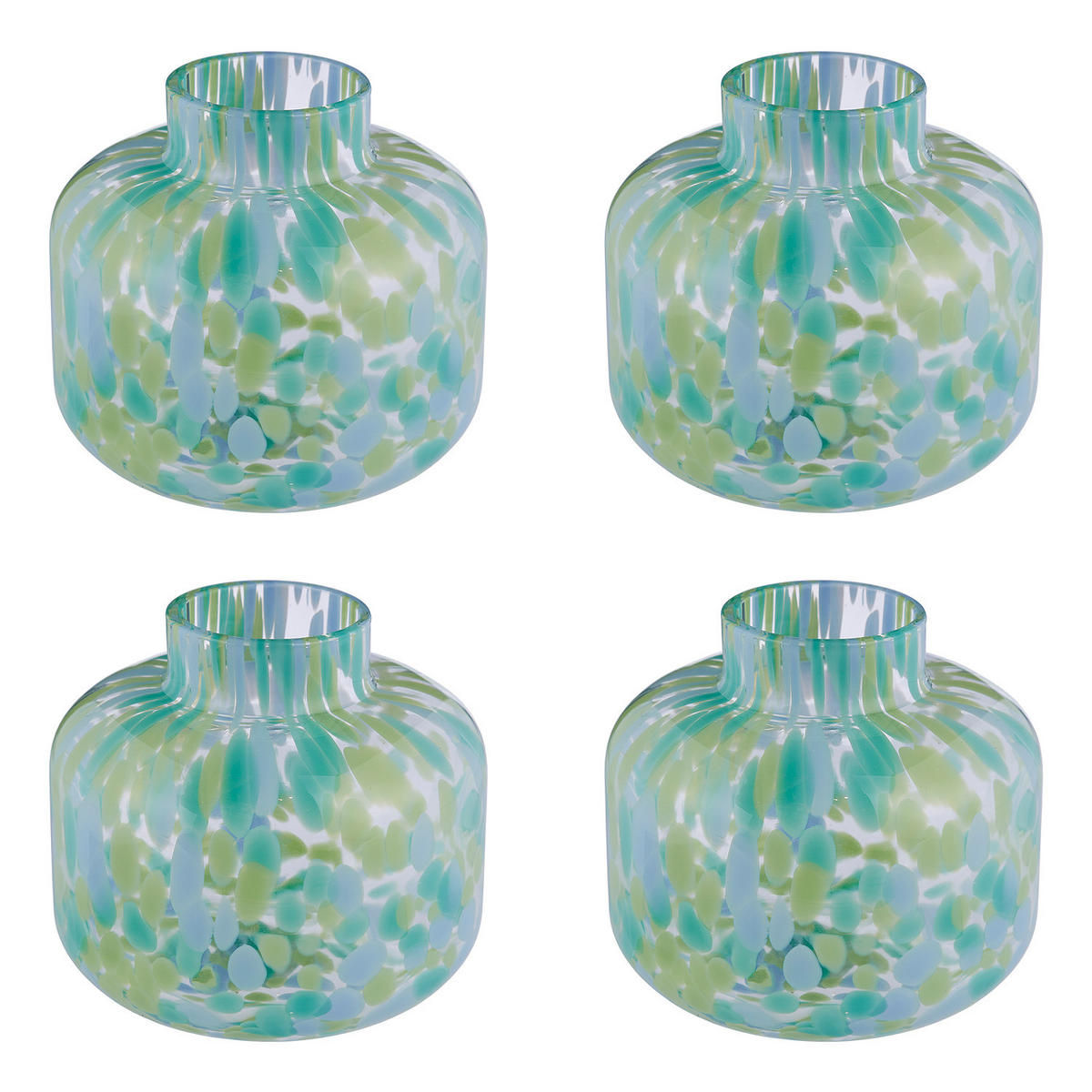 MINI-VASE (4er Set) Confetti - Blau/Grün, Glas (9cm) - Butlers