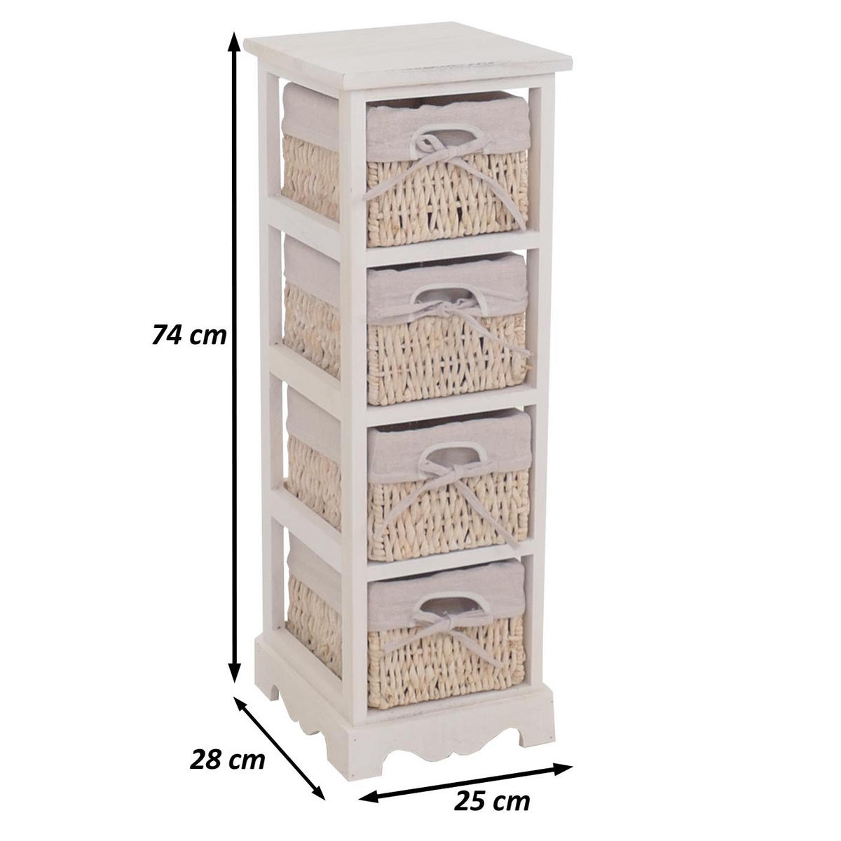 KOMMODE MIT 4 KORBSCHUBLADEN Weiß - Weiß, Holz (25/74/28cm) - MCW