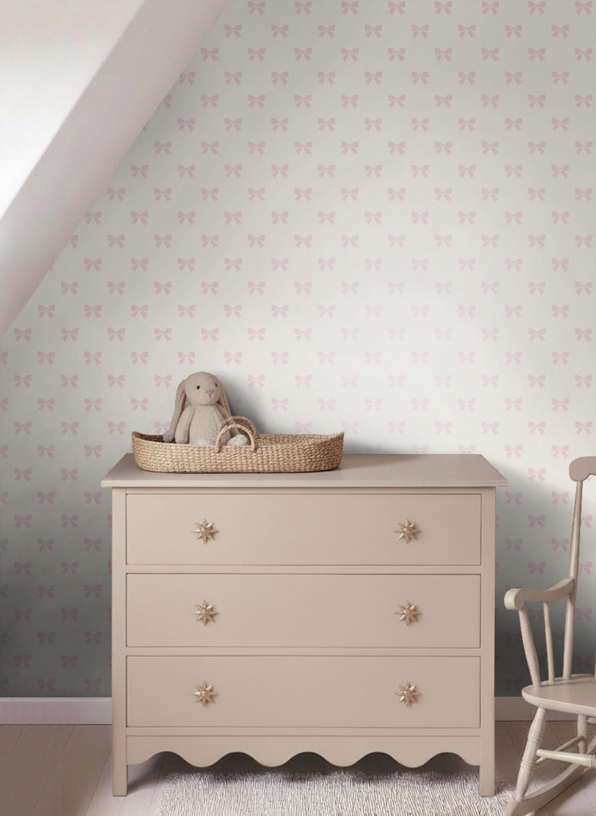 TAPETE kleine Schleifen 53 cm x 10.05 m - Weiß, Papier (53/0.1cm) - Origin Wallcoverings