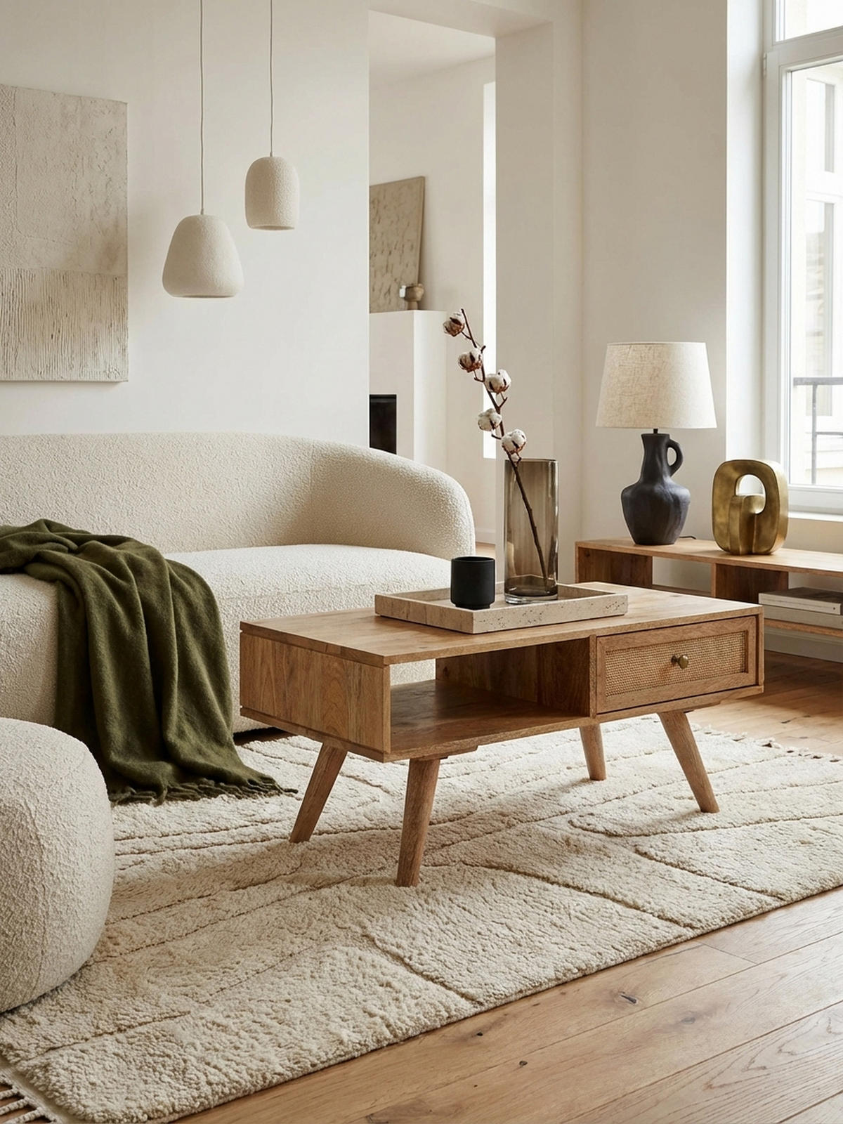 COUCHTISCH Mango-Holz Massiv mit Ablagefläche - Beige/Braun, Holz/Metall (45/90/40cm) - KADIMA DESIGN