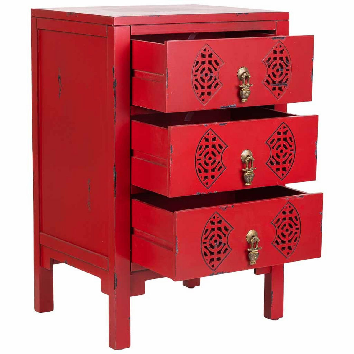 NACHTTISCH aus Holz, rot, 45x36x70cm - Rot, Holz (45/70/36cm) - Wanderlust