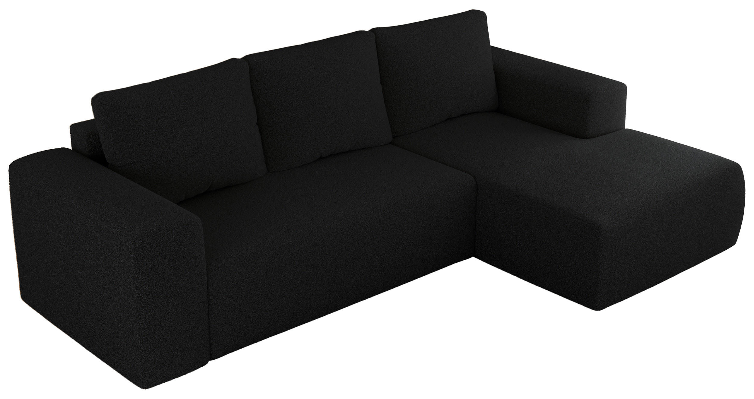 ECKSOFA TRENTINO L Schwarz Boucle - Rechts - Schwarz, Textil (164/266cm) - MKS