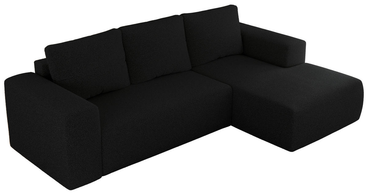 ECKSOFA TRENTINO L Schwarz Boucle - Rechts - Schwarz, Textil (164/266cm) - MKS