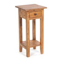 TELEFONTISCH DRAWER 65 Mahagoni Recyclingholz, mit Schublade 08 honigfarben gewachst - Honig, Holz (31/31/65cm) - DESIGN DELIGHTS