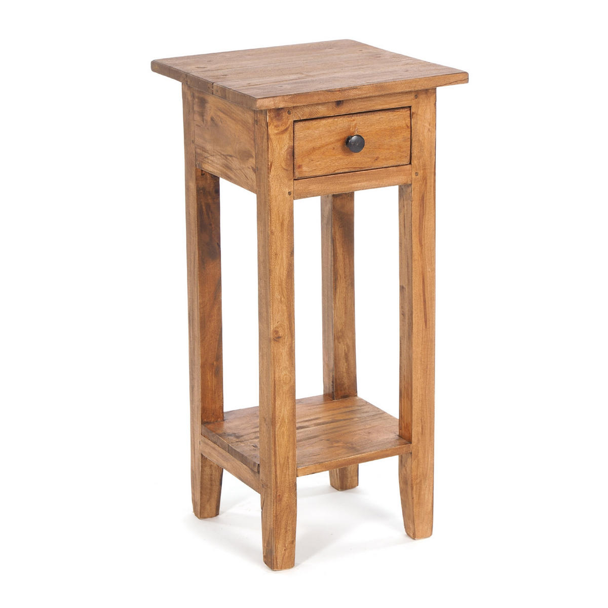 TELEFONTISCH DRAWER 65 Mahagoni Recyclingholz, mit Schublade 08 honigfarben gewachst - Honig, Holz (31/31/65cm) - DESIGN DELIGHTS
