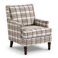 SESSEL Leinen Braun & Weiß - Braun/Weiß, Holzwerkstoff/Textil (69/89/69cm) - WISHDOR