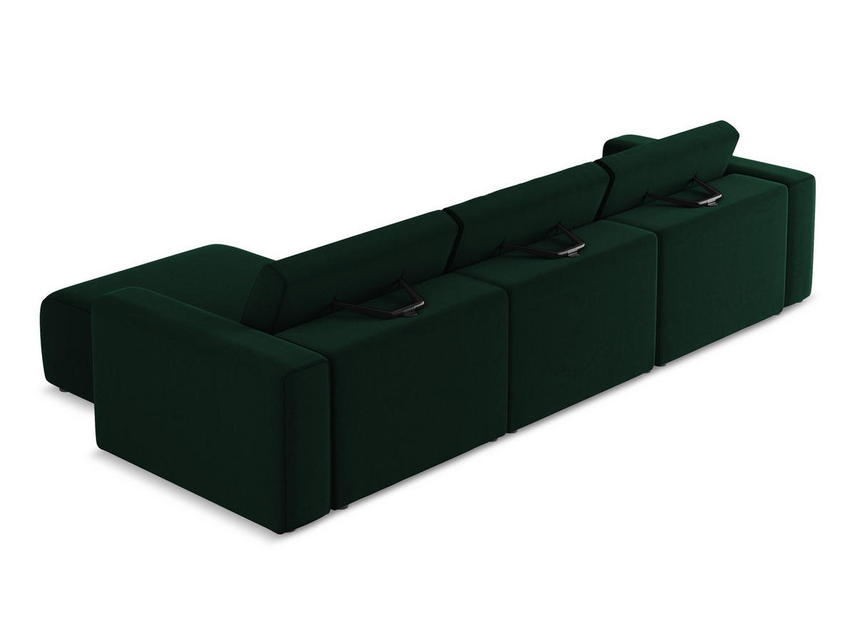 ECKSOFA Rechts Samt Stoff Grün - Blau/Dunkelgrün, Kunststoff/Textil (314/167cm) - Makamii