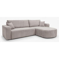 ECKSOFA mit Schlaffunktion Teeo L-Form universal mit Bettkasten Beige Cord - Beige/Schwarz, Kunststoff/Textil (275/170cm) - Homebook