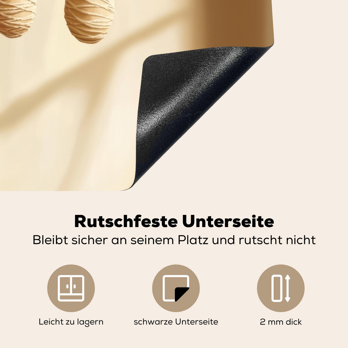 HERDABDECKPLATTE Beige - Osterkuchen - Eier Abdeckung Ceranfeld 59x51 cm - Beige, Kunststoff (59/51/0.2cm) - MuchoWow
