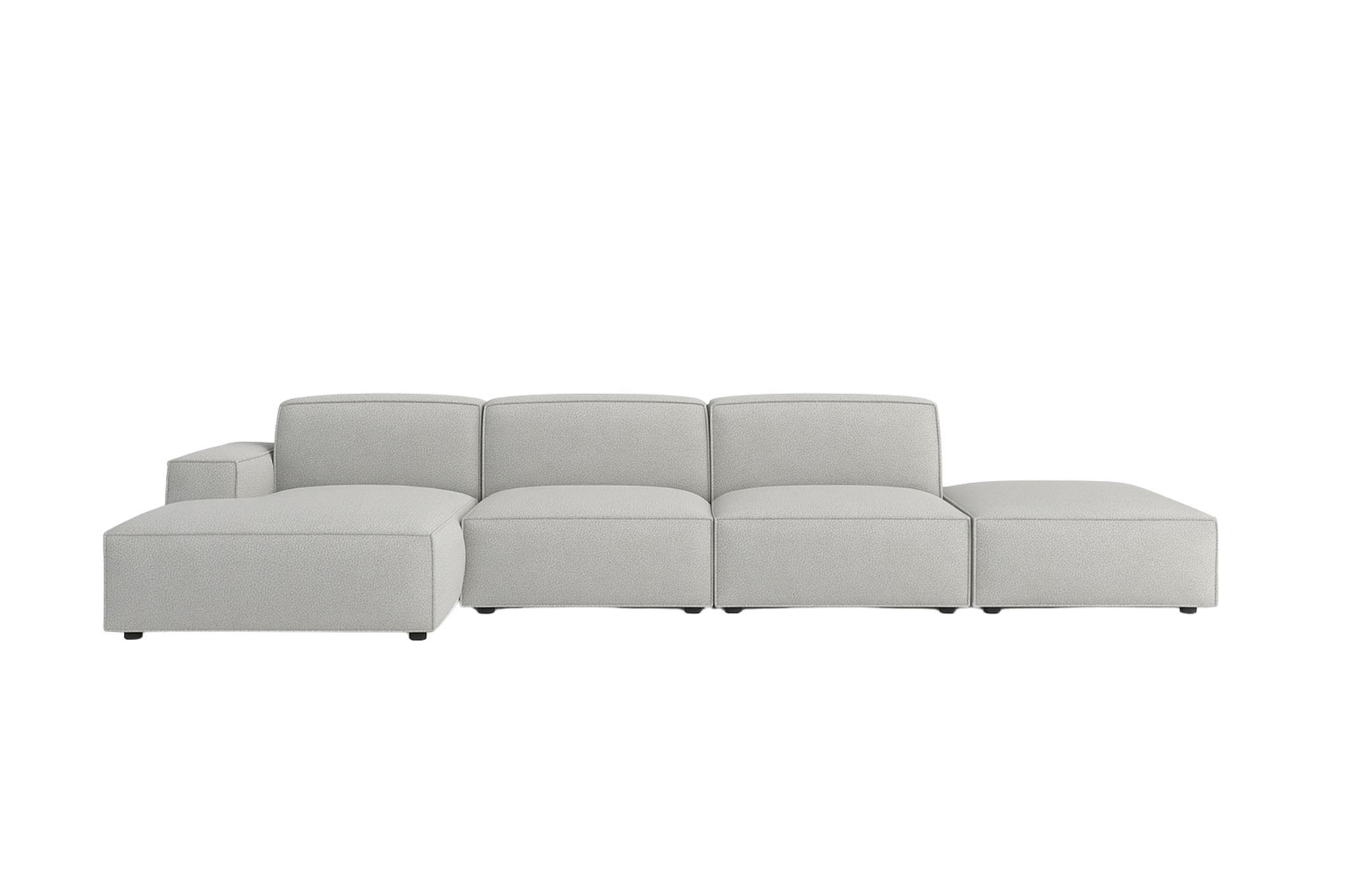 ECKSOFA Cursal L-Form, Stoff Artico, Cement + Hocker, Links - Grau, Holz (341/166cm) - Kaiser Möbel