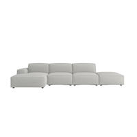 ECKSOFA Cursal L-Form, Stoff Artico, Cement + Hocker, Links - Grau, Holz (341/166cm) - Kaiser Möbel