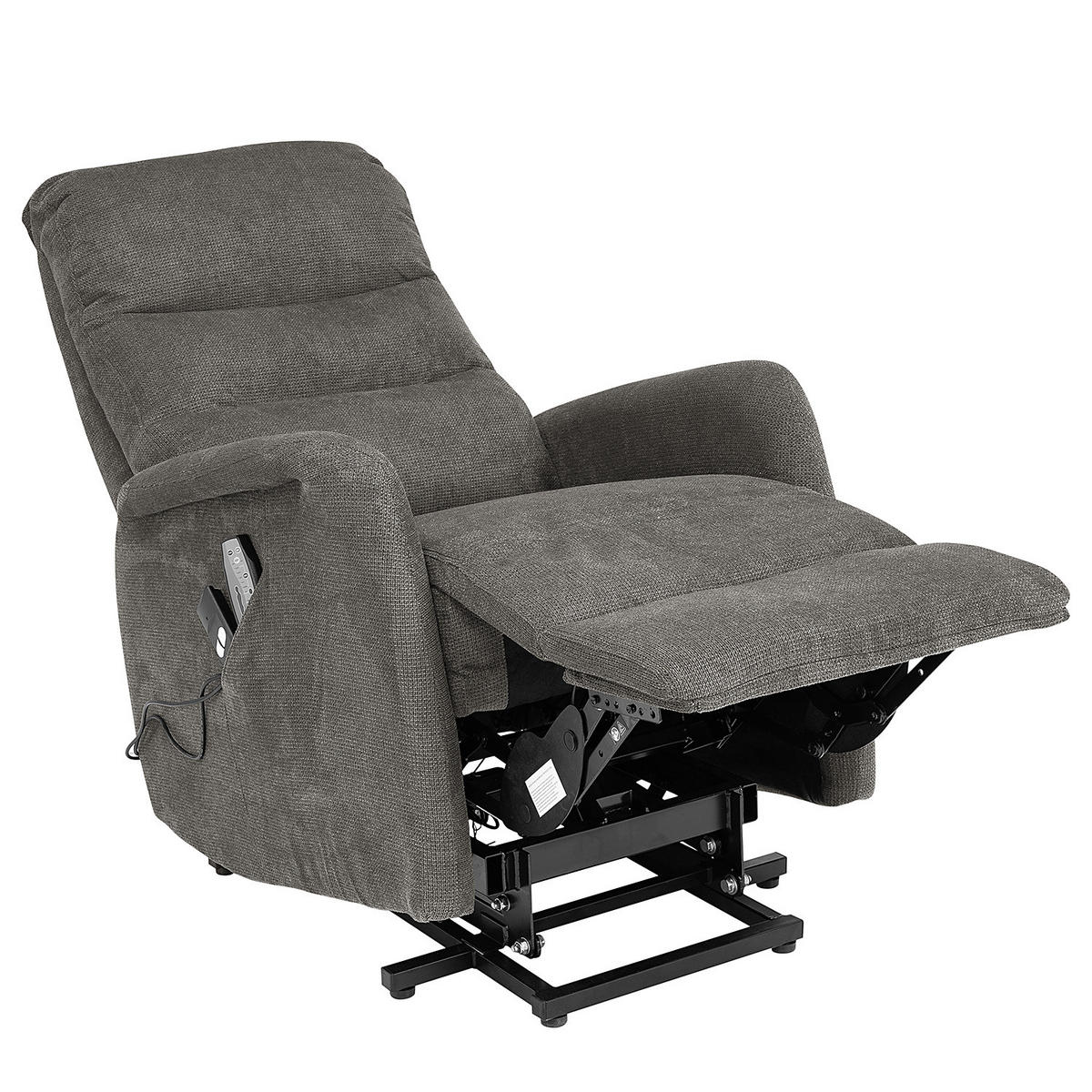 FERNSEHSESSEL mit Aufstehhilfe - Microfaser / Metall - Grau / Schwarz - Grau, Textil/Metall (74/109/84cm) - home24