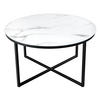 COUCHTISCH BOUTIQUE Marmor rund Weiß 80cm - Schwarz/Weiß, Glas/Metall (80/80/45cm) - riess-ambiente