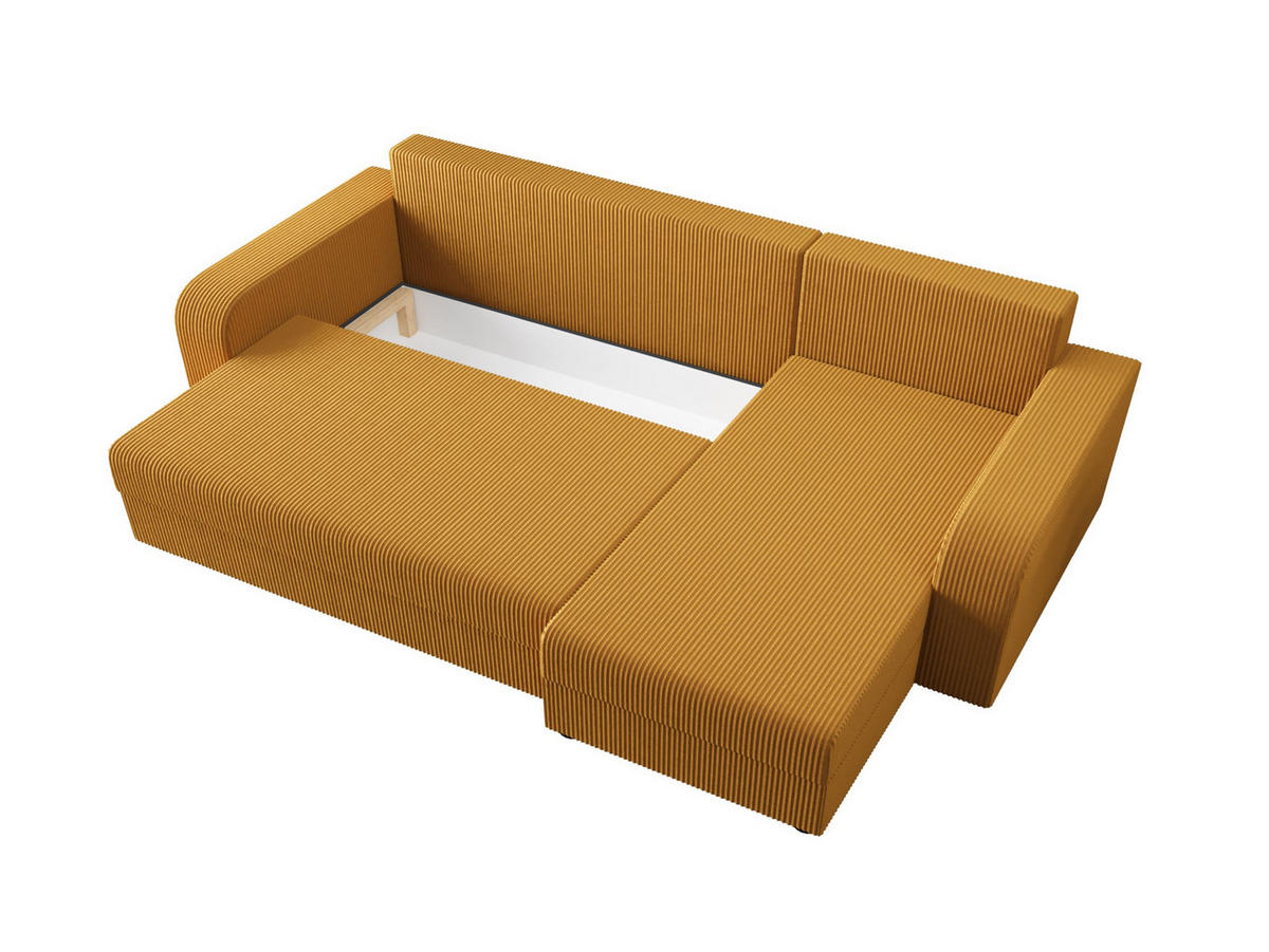 ECKSOFA HEWLET L BIS Zoom 9 Links mit Schlaffunktion - Currygelb, Textil (240/140cm) - Bedante