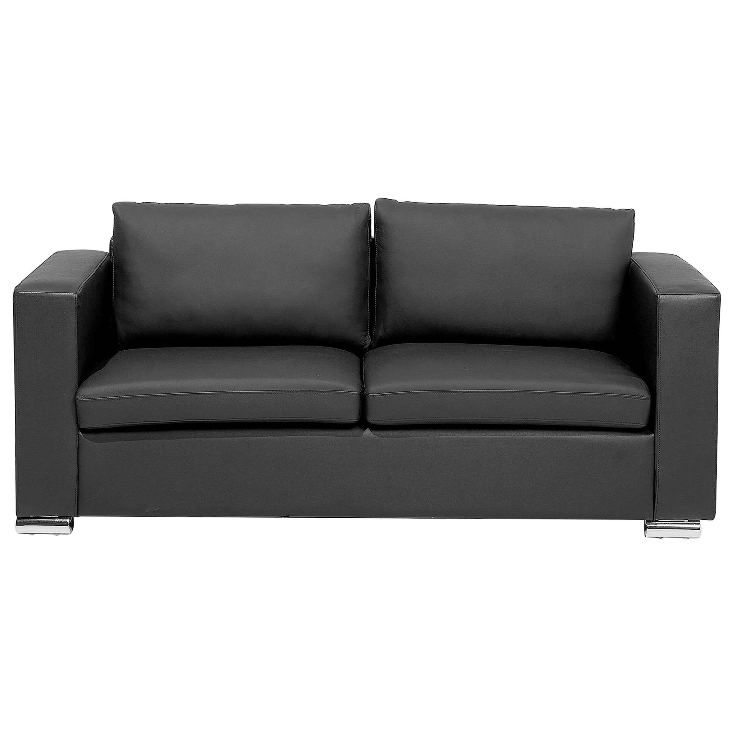 3-SITZER-SOFA Echtleder Schwarz Helsinki - Schwarz, Leder/Fell (186/72/76cm) - Beliani