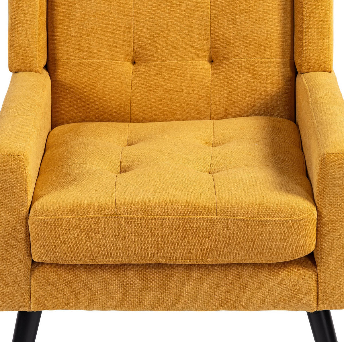 POLSTERSESSEL in Gelb mit Tufting und Massivholzbeinen – bis 130 kg belastbar - Gelb, Textil (76/88/68cm) - BEAOK