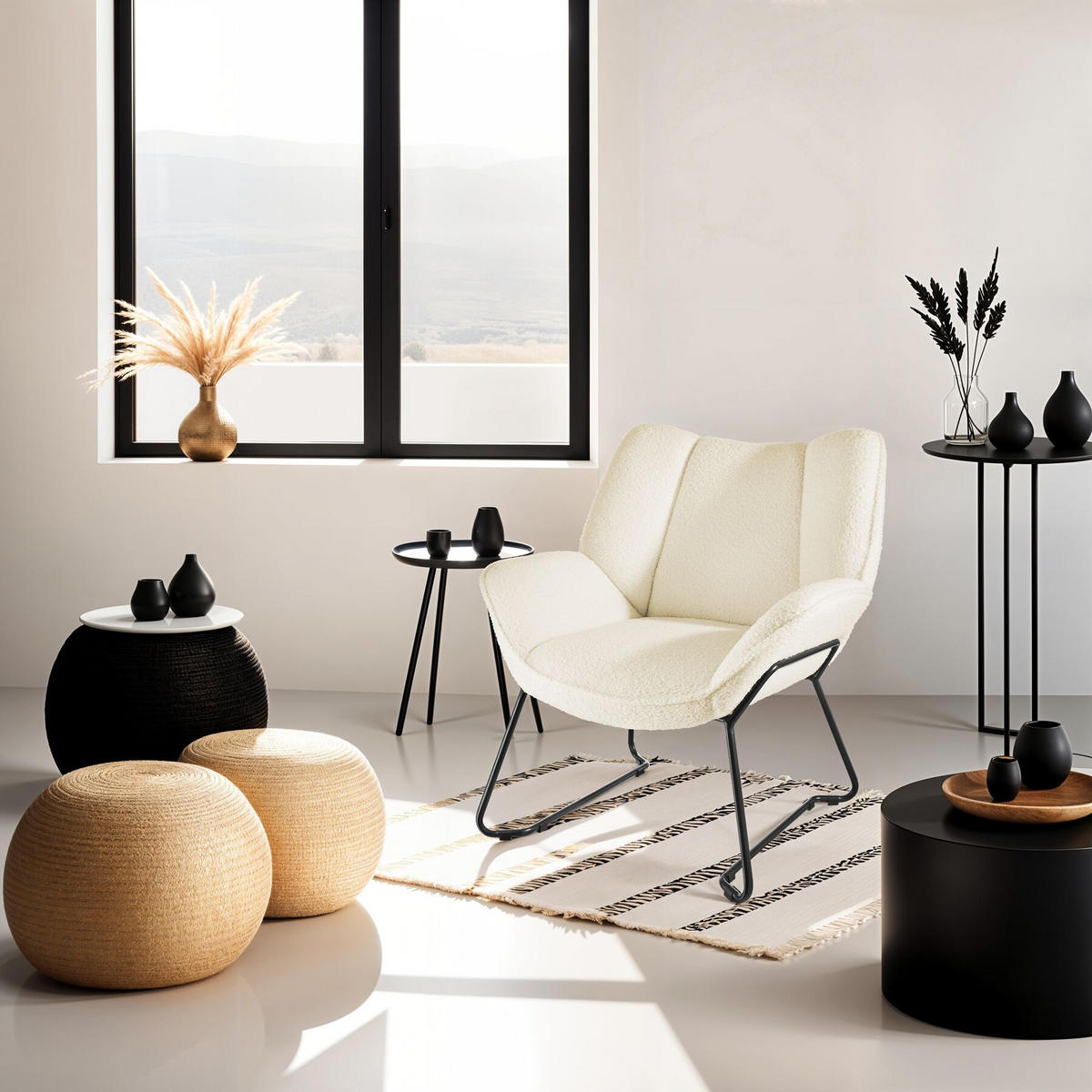 SESSEL Kjeld,73 x 72 x 81 cm,creme-weiß - Creme/Weiß, Kunststoff (73/81/72cm) - tectake