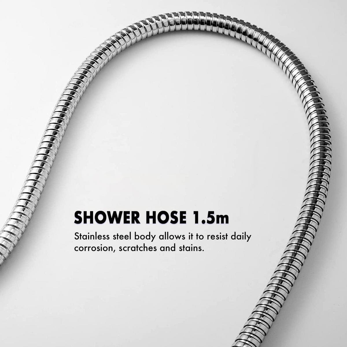 HANDBRAUSE mit Schlauch Edelstahl Wassersparend 1,5 m - Silberfarben, Metall (17.8/4.2/23.8cm)