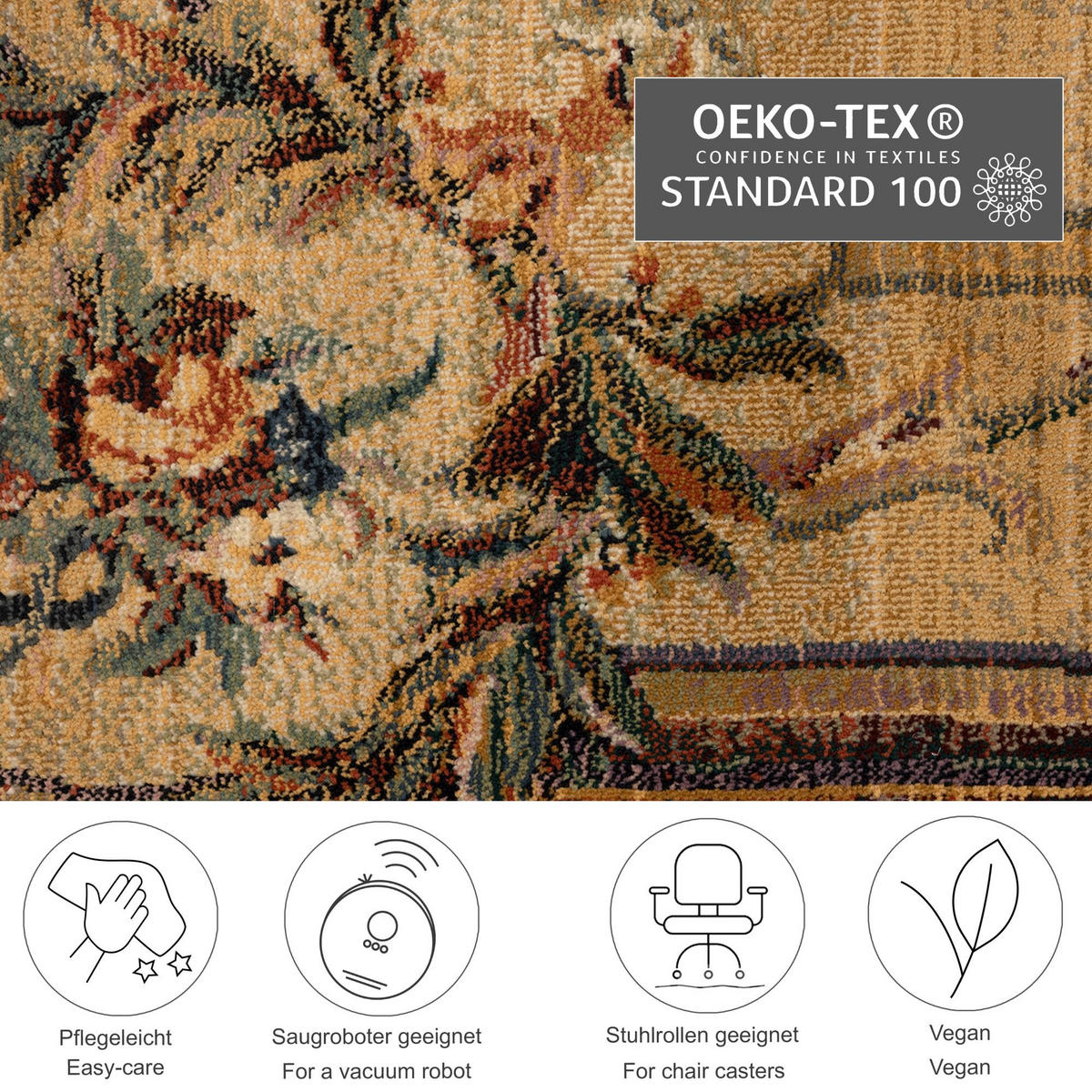 WEBTEPPICH Gabiro 856 Bettumrandung 68x570 cm - Beige, Textil (68/570cm) - THEKO