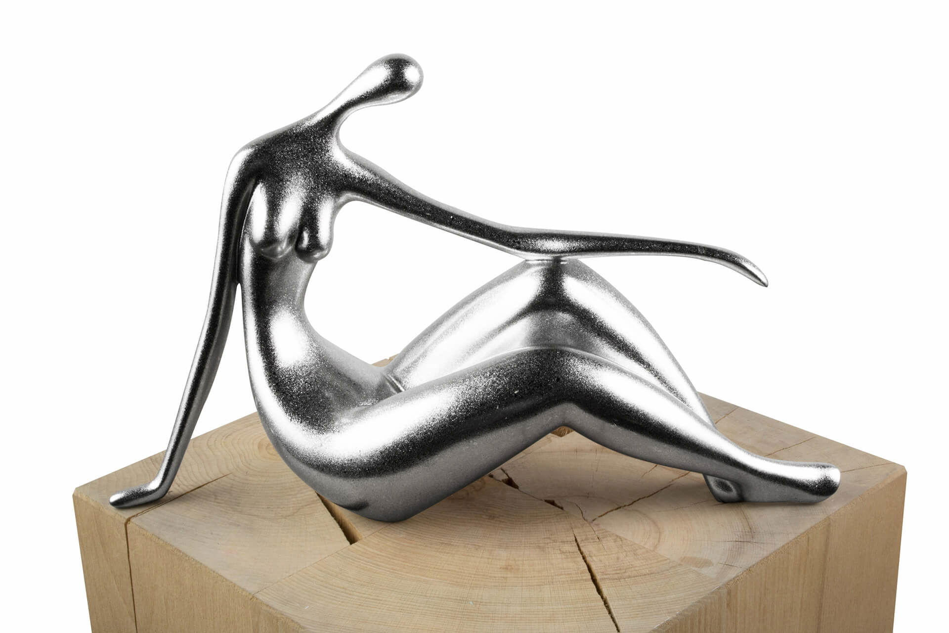 SKULPTUR Silber 36/22 cm - Silberfarben, Stein (36/22/10cm) - KUNSTLOFT