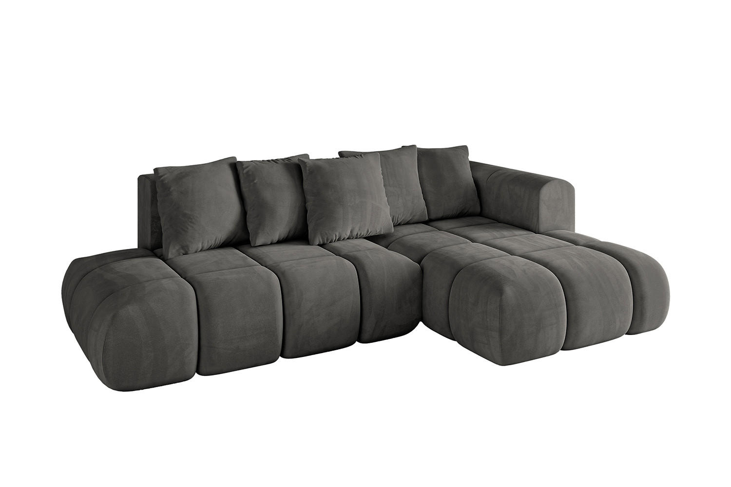 ECKSOFA Ottomane Rechts CLOUD-L-v1 289x180x40 Dunkelgrau Velours - Dunkelgrau, Holzwerkstoff/Kunststoff (289/180cm) - ALTDECOR