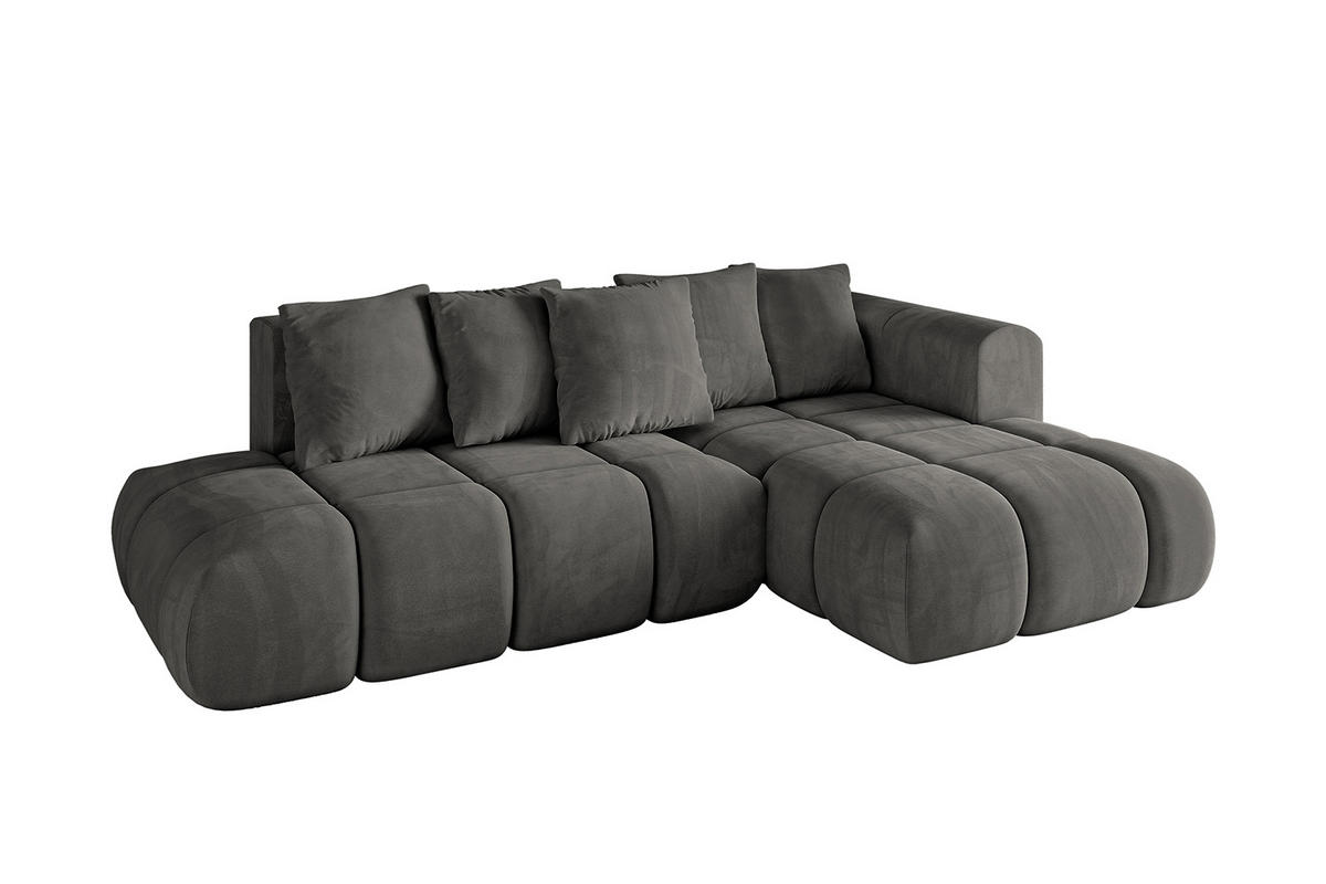 ECKSOFA Ottomane Rechts CLOUD-L-v1 289x180x40 Dunkelgrau Velours - Dunkelgrau, Holzwerkstoff/Kunststoff (289/180cm) - ALTDECOR