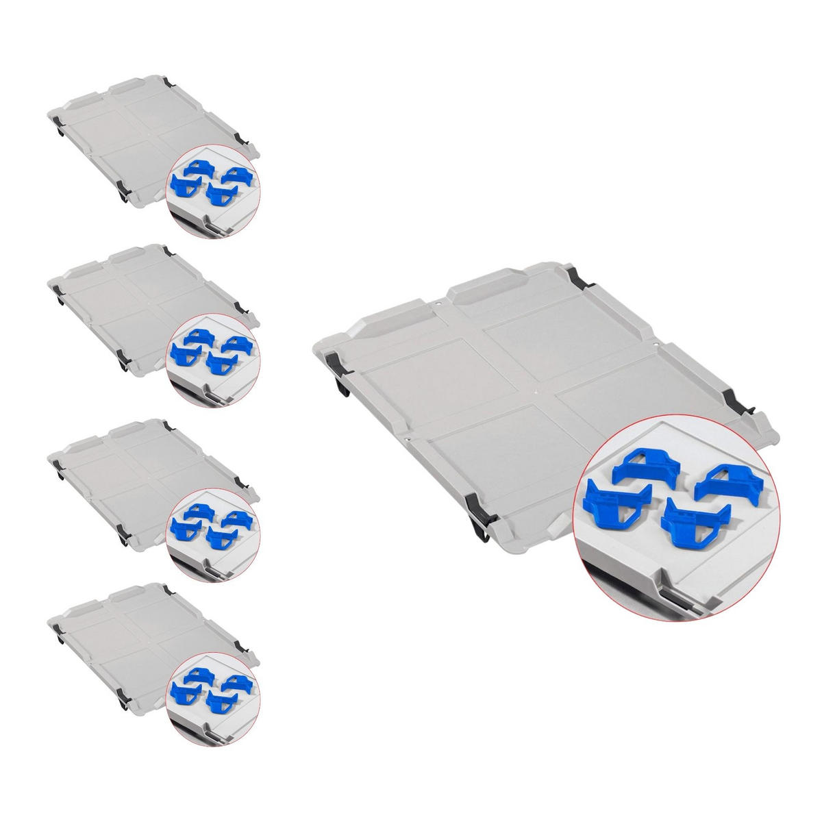 EUROBOX 5x Nextgen Economy Mit Auflagedeckel Grau/Blau Griffe Geschlossen 30 Liter - Blau, Kunststoff (30/32/40cm) - PROREGAL