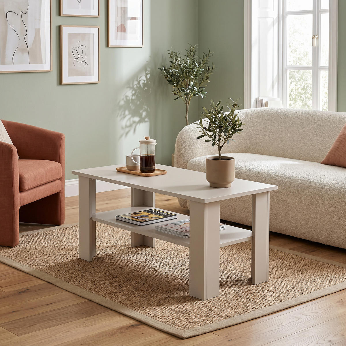 COUCHTISCH ALBANO 100 cm Kaschmir - Kaschmir, Holzwerkstoff (55/100/58cm) - MASSENO