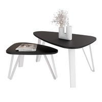 SATZTISCH NOA Stahlgestell, Freiform, Weiß / Schwarz Molet - Schwarz/Weiß, Holzwerkstoff (94/60/42cm) - Idohome