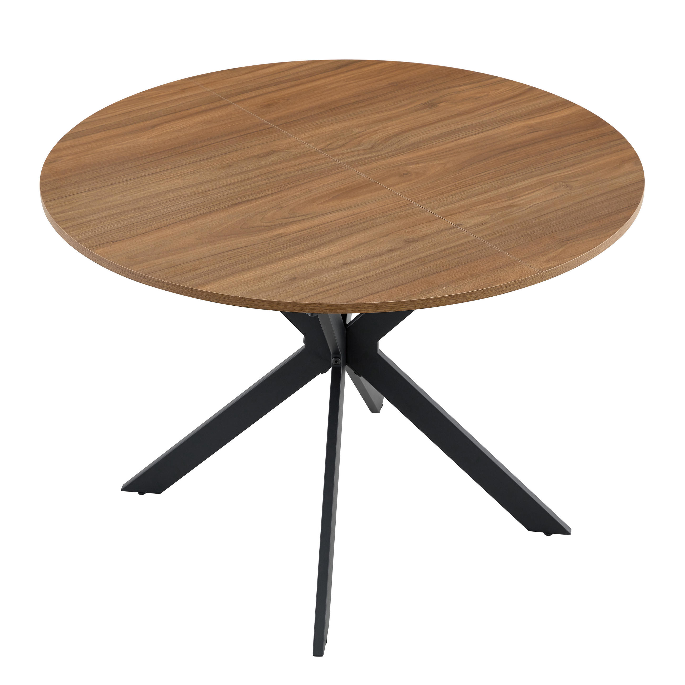 ESSTISCH 137/137/76 cm nussbaumfarben aus Metall ausziehbar mit Dreibein-Gestell - Walnussfarben, Metall (137/137/76cm) - OKWISH