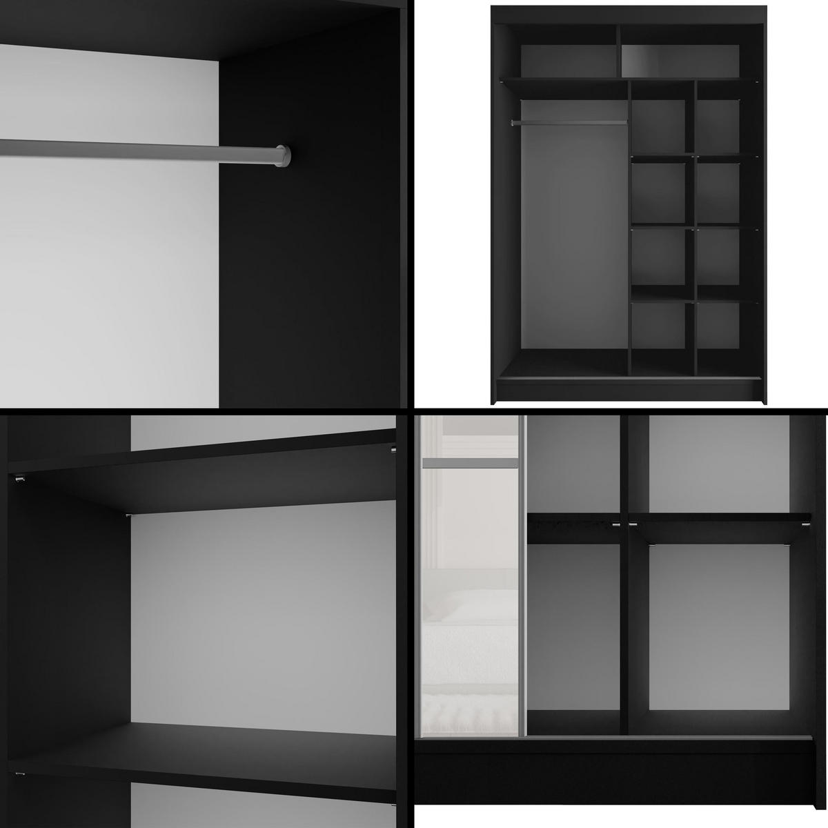 KLEIDERSCHRANK PEKA III - 150 cm - Schwarz|Weiß - Schwarz/Weiß, Holzwerkstoff (150/215/61cm) - ALTDECOR