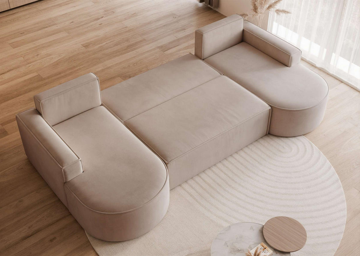 WOHNLANDSCHAFT U-Form mit Schlaffunktion, Braun - Braun, Textil (316/88/157cm) - Idohome