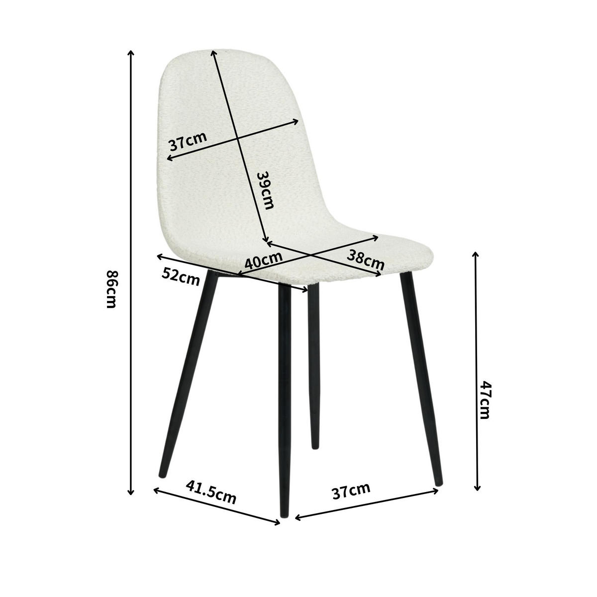 STUHL-SET 4 Stück in Eisen Webstoff Beige - Beige/Schwarz, Holzwerkstoff/Textil (41/85/42cm) - Urban Meuble