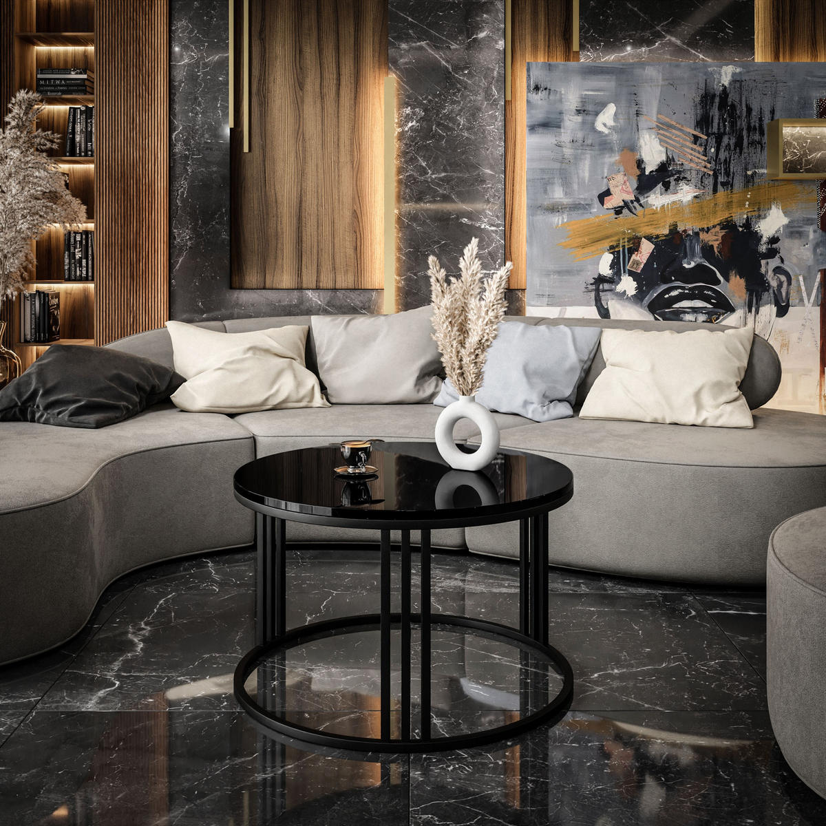 COUCHTISCH LORI Hochglanz - Schwarz, Holzwerkstoff (70/70/48cm) - Lookway