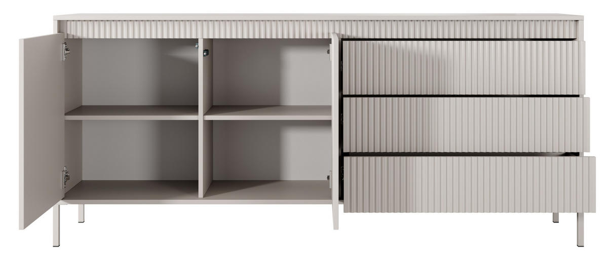 KOMMODE Beige 187 2D3S Enso Ryflowana - Beige, Holzwerkstoff (187.1/81.4/39.5cm) - Sepro Meble