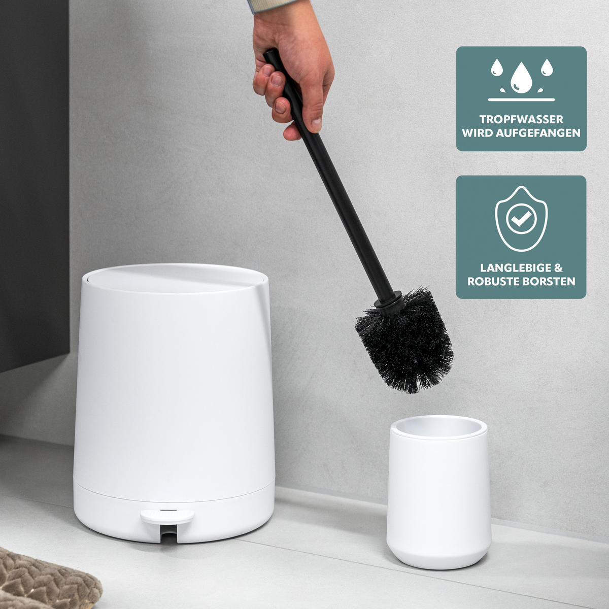 WC-GARNITUR TESERO, Kunststoff, weiß - Weiß, Kunststoff (10.5/39.5/10.5cm) - eluno