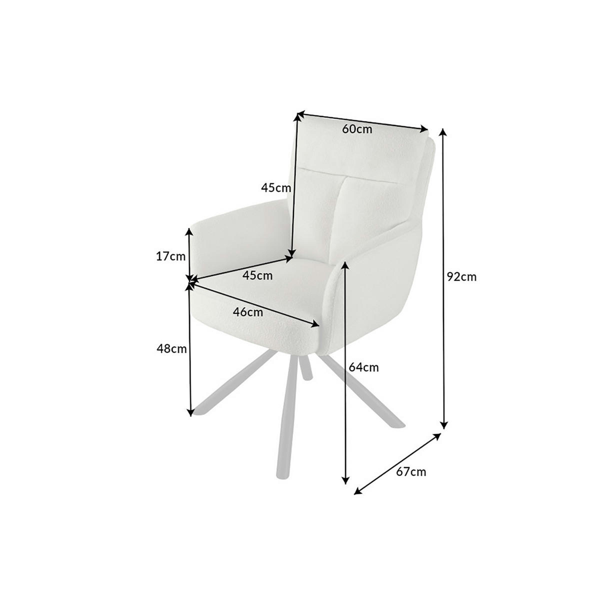 ARMLEHNSTUHL BIG GEORGE Bouclé Greige - Taupe/Beige, Textil/Metall (60/92/67cm) - riess-ambiente