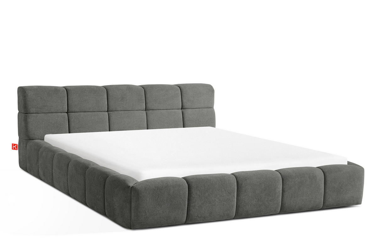 POLSTERBETT AERI 140/160/180/200 mit Rahmen und Bettkasten, grau - Grau, Holz/Holzwerkstoff (200/200cm) - KONSIMO®