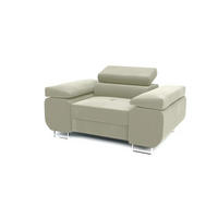 SESSEL WILD mit verstellbare Kopfstütze Velours Beige - Chromfarben/Beige, Holz/Textil (130/90/100cm) - Muffo