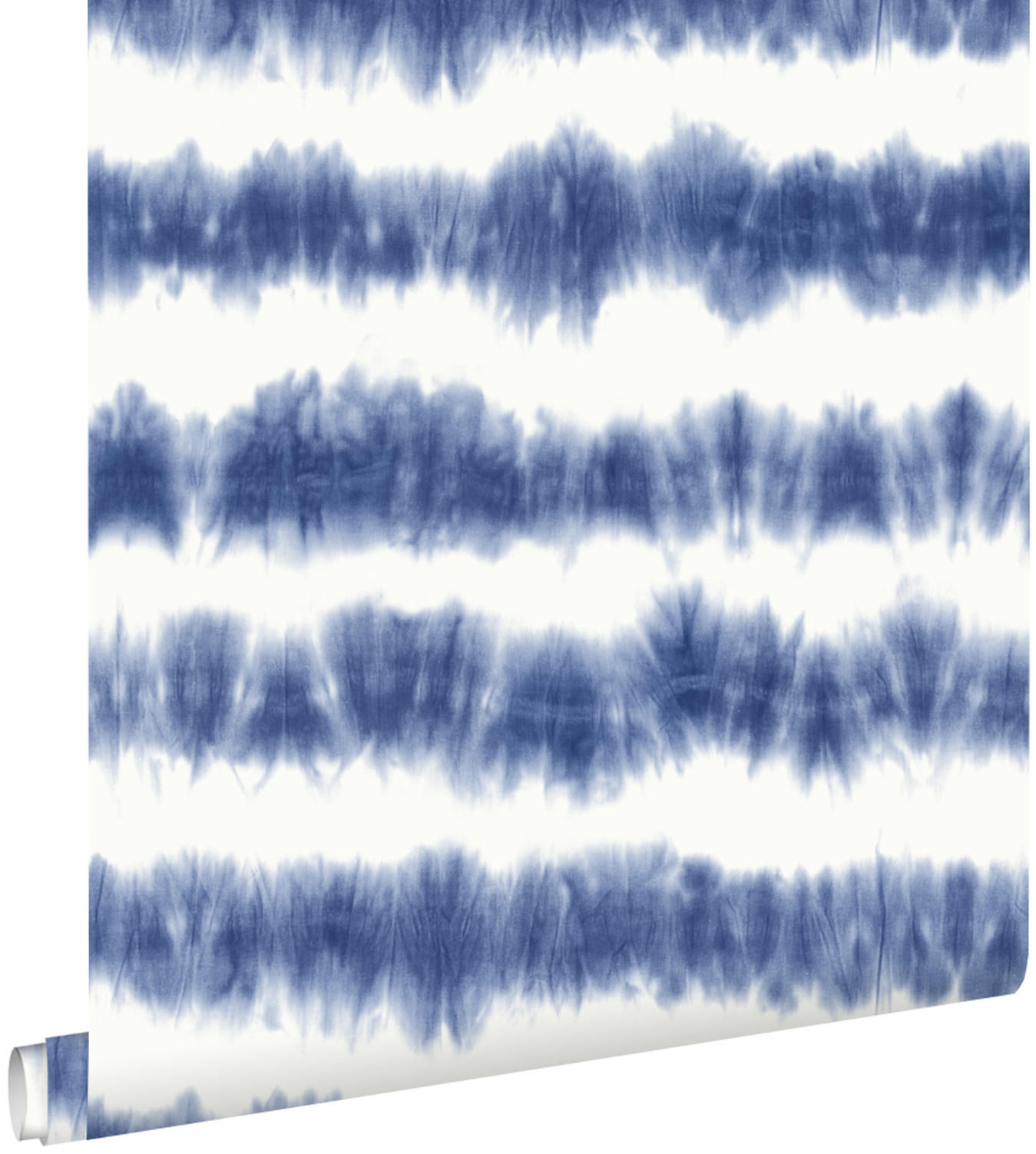 TAPETE horizontale Tie-Dye Shibori Streifen 53 cm x 10.05 m - Blau, Papier (53/1000cm) - ESTAhome