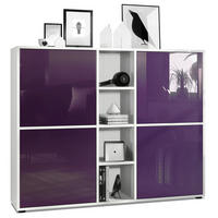HIGHBOARD Cuba Türen in Brombeer Hochglanz - Brombeere, Holzwerkstoff (130.5/105.5/35.5cm) - Vladon
