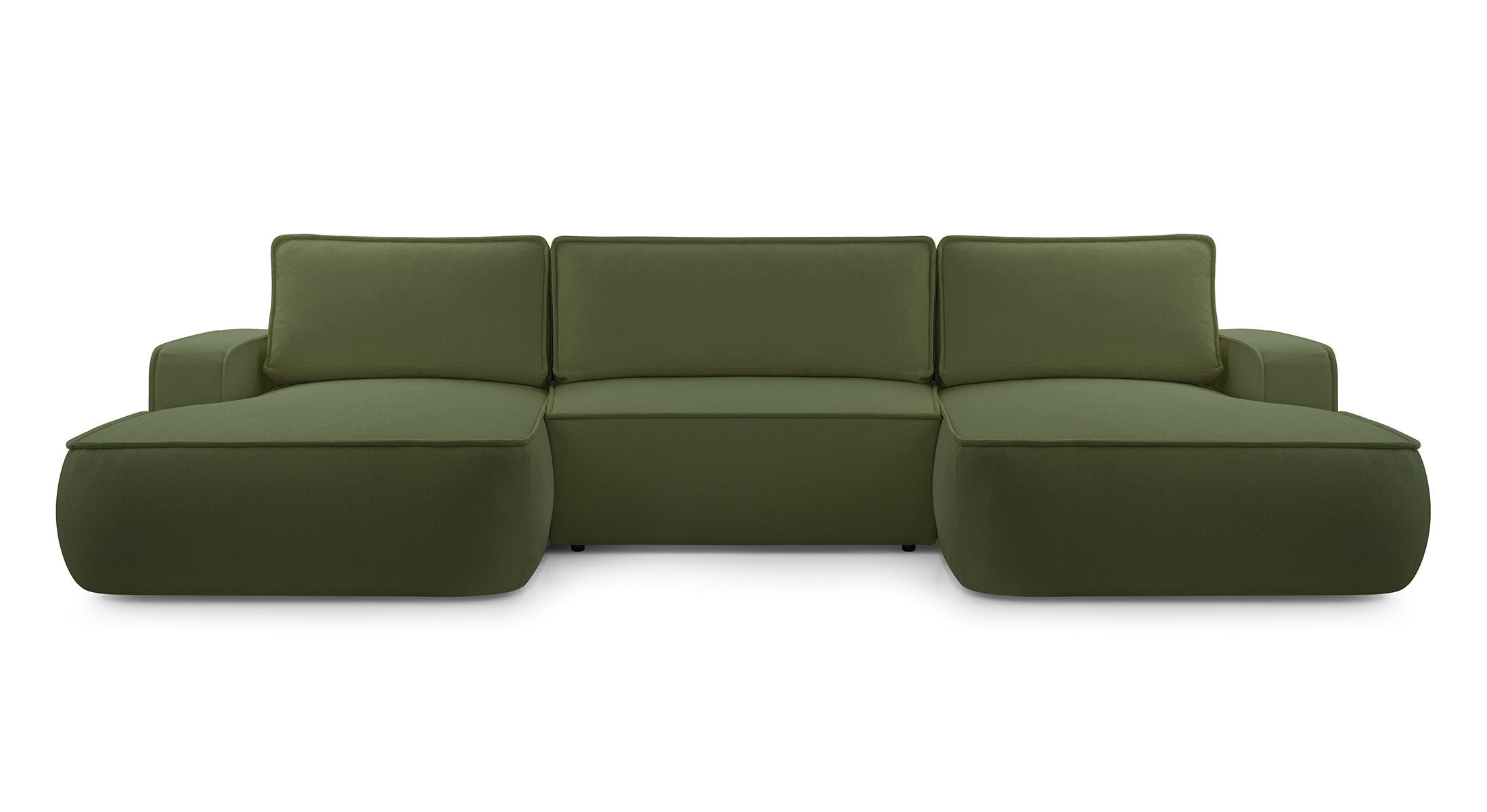 WOHNLANDSCHAFT Monos-U Grün Boucle - Grün, Textil (364/87/168cm) - Luxkor24