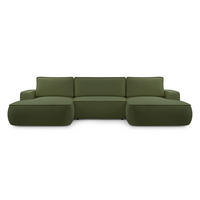 WOHNLANDSCHAFT Monos-U Grün Boucle - Grün, Textil (364/87/168cm) - Luxkor24