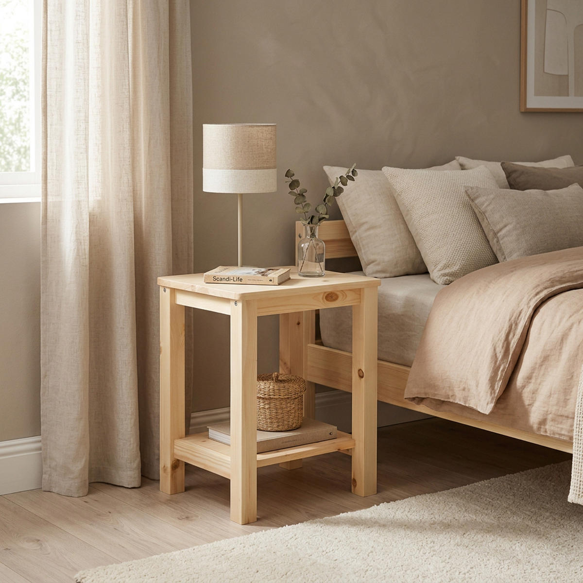 NACHTTISCH Kiefer natur 47/38/32 cm - Braun, Holz (38/47/32cm) - Homestyle4u