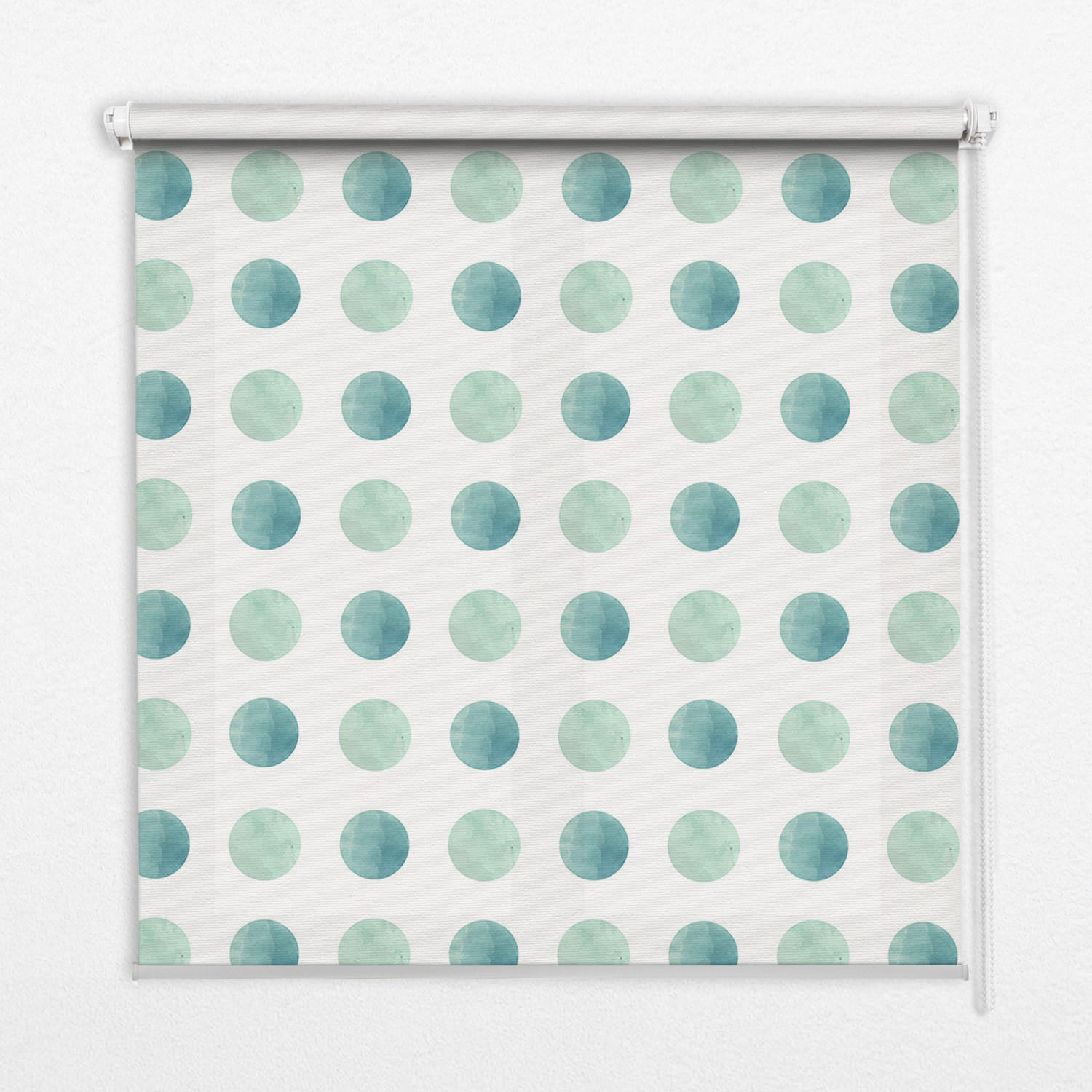 INNENROLLO - Fensterrollo - Rollo - 70x140 cm - Türkisfarbene Punkte auf weißem Hintergrund - Türkis, Kunststoff (70/140/0.5cm) - TULUP