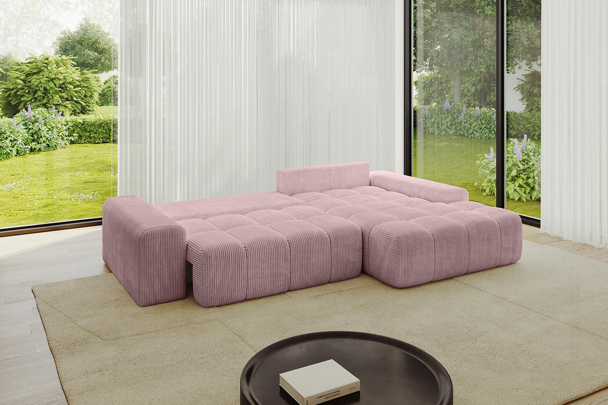 ECKSOFA Ottomane Rechts ENSI-L - 267x164x88 cm Rosa - Rosa, Holzwerkstoff/Kunststoff (164/267cm) - ALTDECOR